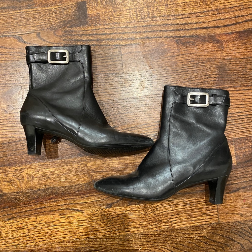 Black leather Cole Haan Heel Booties
